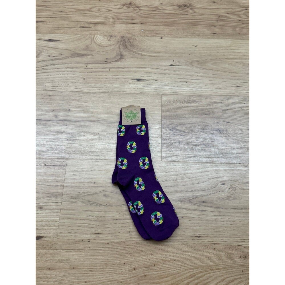Fleurty Girl King Cake Mardi Gras Socks